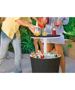 TAVOLINO PORTAGHIACCIO PORTATILE KETER "COOL BAR" GRAFITE, 49,5X49,5X84,5 CM